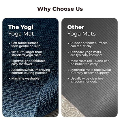 Live Well 360 Handmade Organic Cotton Yoga Mat - Non-Toxic, Chemical-free and All Natural Cloth Yoga Mat - Exercise, Workout, & Fitness Rug - Woven Material - Absorbent & Washable - 78" x 27" - color: Blue