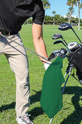 Magnetic Golf Towels for Golf Bags with Clip & Ultra Strong Magnet - Waffle Weave Microfiber Towel for Secure Hold on Bags & Carts - Ideal Club Cleaner & Accessories - Green - color: Green