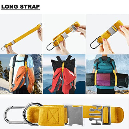 ZINZ Elastic Jacket Gripper Travel Strap with D-Ring Hooks and Buckle, Suitcase Straps Belts Travel Accessories, Makes Your Hands Free - color: Yellow