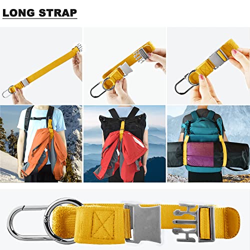 ZINZ Elastic Jacket Gripper Travel Strap with D-Ring Hooks and Buckle, Suitcase Straps Belts Travel Accessories, Makes Your Hands Free - color: Yellow