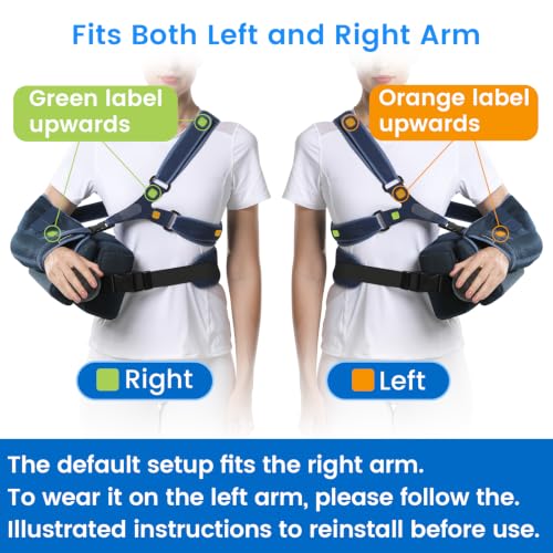 Velpeau Shoulder Abduction Sling with Two Removable Pillows, Shoulder Immobilizer Strap for Sleeping, Rotator Cuff Surgery, Medical Sling for Women & Men, Fits Left & Right Arm (L, Bust ﹥41″) - size: Large