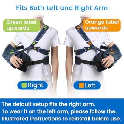 Velpeau Shoulder Abduction Sling with Two Removable Pillows, Shoulder Immobilizer Strap for Sleeping, Rotator Cuff Surgery, Medical Sling for Women & Men, Fits Left & Right Arm (M, Bust 32"-41″) - size: Medium