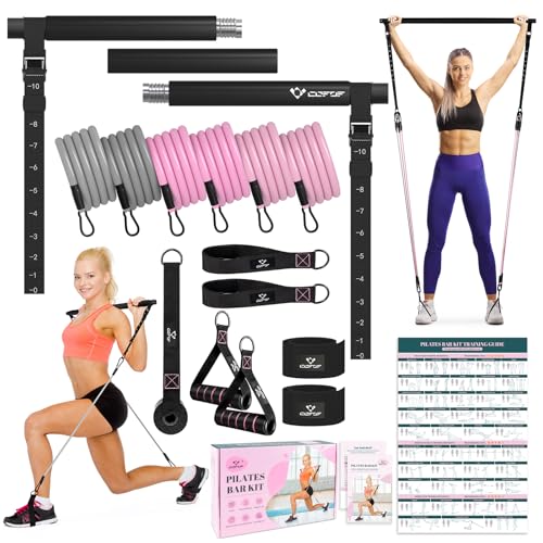 Pilates Bar Kit with Resistance Bands, Multifunctional Yoga Pilates Kit - color: Jet Black