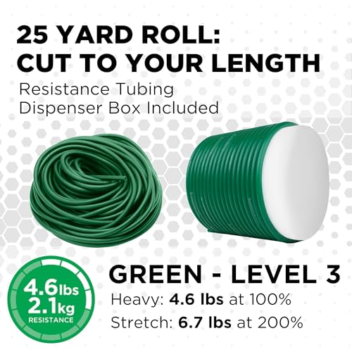 THERABAND Resistance Tubing, Exercise Band, Physical Therapy, 25', Green - color: Level 3 / Heavy - Green, size: 25 Foot
