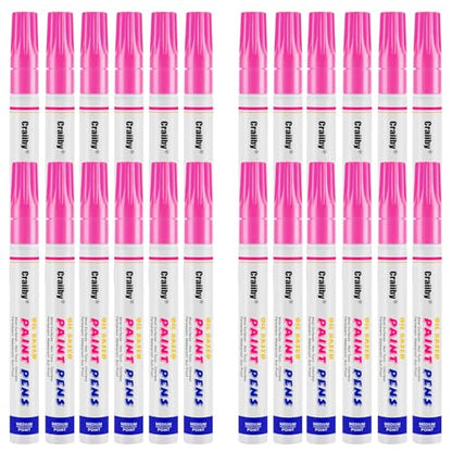 Pink Paint Markers, 24 Pack Oil-Based Waterproof Quick Dry Permanent Paint Pen Set for Rocks Painting, Wood, Fabric, Plastic, Canvas, Glass, Mugs, Metal, Tire, Stone, DIY Craft - color: Pink