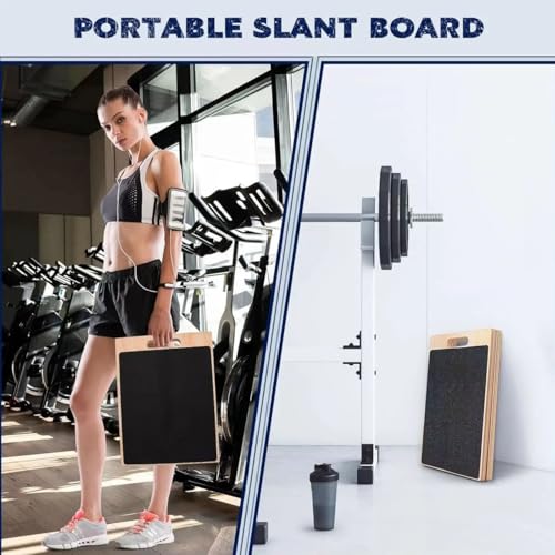 3-in-1 Portable Wooden Slant Board for Calf Stretching - Calf Stretcher & Incline Board Convertible to Balance Board + Resistance Band - 5 Angles, Anti-Slip Squat Wedge for Squats, Plantar Fasciitis, Achilles & Physical Therapy