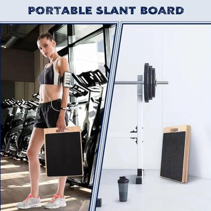 3-in-1 Portable Wooden Slant Board for Calf Stretching - Calf Stretcher & Incline Board Convertible to Balance Board + Resistance Band - 5 Angles, Anti-Slip Squat Wedge for Squats, Plantar Fasciitis, Achilles & Physical Therapy