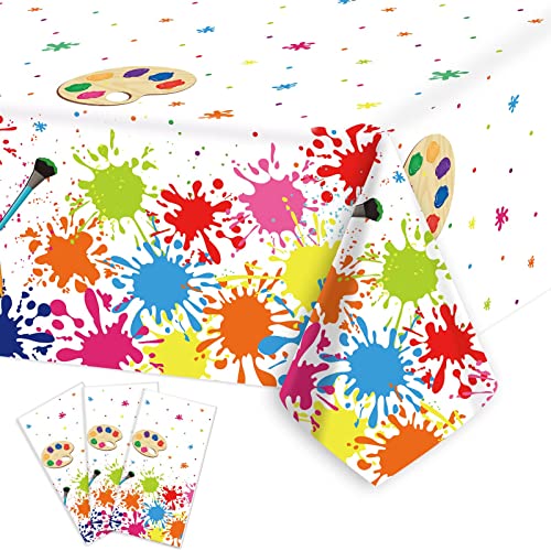gisgfim 3 Pcs Art Party Decorations Art Paint Party Tablecloth Decoration Supplies Plastic Arts Parties Table Cover Artist Birthday Parties Decor for Kids 105 x 54 inch