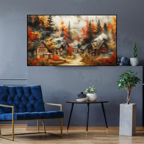 Zythron Large Diamond Art Kits for Adults,Landscape Diamond Painting Kits | Large Diamond Art forest village Extra Large size 5D DIY Full Round Gem Art Paint by Diamond,Home Wall Decor 27.5 X 15.7 inch - color: Landscape-C
