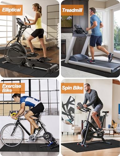 Treadmill Mat, 5'x2.5'/5.6'x2'/6.5'x3'/8'x3',6mm Thickness Exercise Equipment Mat for Carpet Hardwood Floors, Compatible with Walking Pad,Spin Bike,Elliptical Trainer,Rowing Machine - size: 68"L x 24"W x 0.16"Th