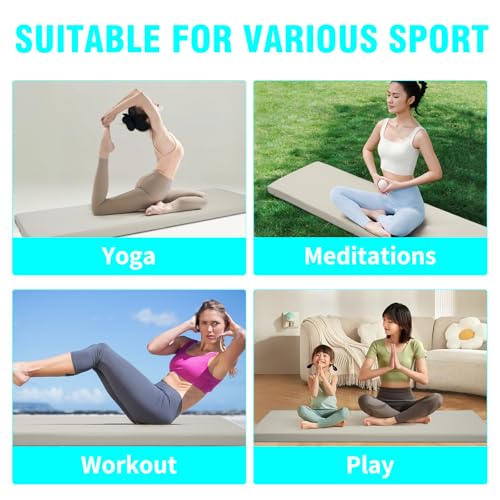 2 Inch Thick Yoga Mat, 72''x24'x2" extra-thick exercise mat. Fitness mat,Foldable Extra Thick Exercise Mat PU Leather,Gymnastics Mat withPilates, Stretching.