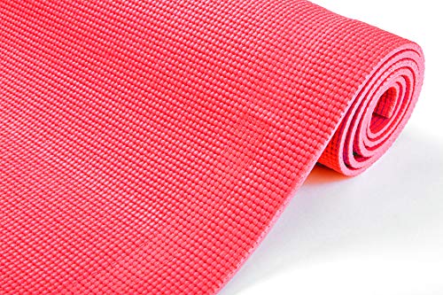 Mind Reader All Purpose Extra Thick Yoga Mat Fitness & Exercise Mats with Carrying Strap, High Density Anti-Tear, Red