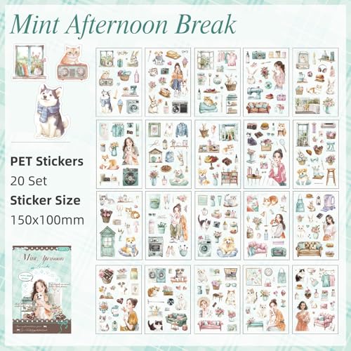 Family Series Sticker Scrapbooking Supplies for Junk Journal, 20 Sheets PET Stickers - color: Family Series