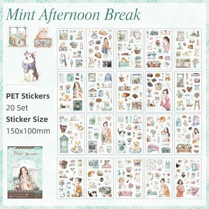 Family Series Sticker Scrapbooking Supplies for Junk Journal, 20 Sheets PET Stickers - color: Family Series