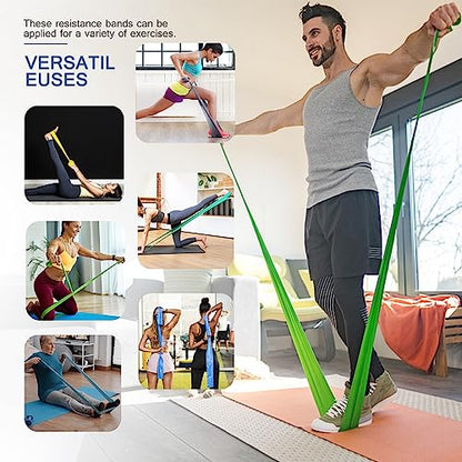 10-Piece Latex-Free Resistance Bands Set with Long and Loop Bands