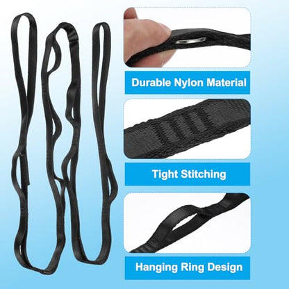 PATIKIL Daisy Chain Straps, Strong Climbing Strap Adjustable Nylon Chain Sling with Loops for Aerial Yoga Hammock Swing - color: Black, size: 71 Inch