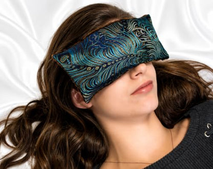 Handmade Luxe Serenity Eye Pillow - All-Natural Flaxseed - Unscented or Lavender Scented – Weighted Eye Mask for Yoga, Meditation, Hot & Cold Therapy - color: DARK TURQUOISE, style: LAVENDER SCENTED