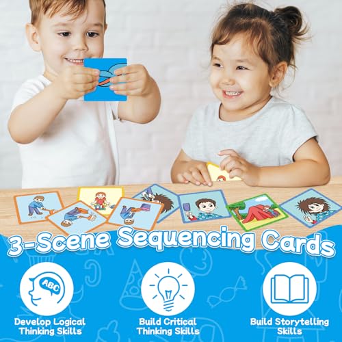 Sequencing Cards,Sequence Board Game for Kids,Story Storytelling,Speech Therapy Toys Materials for Autism,Social Skills,Sentence Building,Educational Classroom Preschool Learning Activities - style: 3 Sequencing Cards