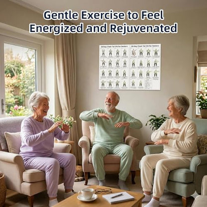 Tai Chi Chair Workout Chart for Seniors, Seated Tai Chi Exercise Poster with 30-Day Routine, Balance & Mobility Home Fitness Guide, 12x16 Inch Canvas Wall Art, 2 Pack (woman) - color: woman