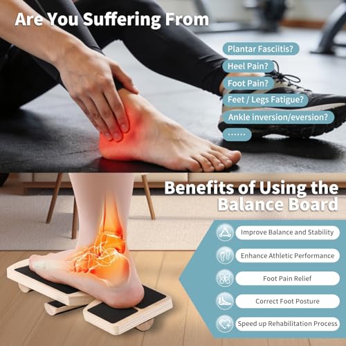 Professional Ankle Balance Board - Adjustable Foot Strengthener with 12 Interchangeable Pods for Stability Training at Home, Gym, Outdoor & Workspace, Physical Therapy and Pain Relief