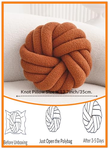 Knot Pillow,Brown Decorative Pillows 13.7" - color: Brown