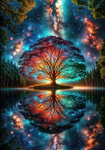 RYMILIE Tree Diamond Art Kits for Adults Diamond Painting Kit 12x16in | 5D Dreamy Scenery Diamond Art Painting Kit for Beginners, DIY Full Square Gem Art Crafts for Home Wall Decor Gift - color: DP02875