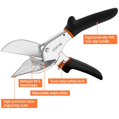 Miter Shears, 45°-135° Adjustable Angle Cutter for Shoe Moulding, Quarter Round and PVC, SK5 Steel Trim Scissors (Tool Only) - size: HD-3101 NB - Shears Without Replacement Blade