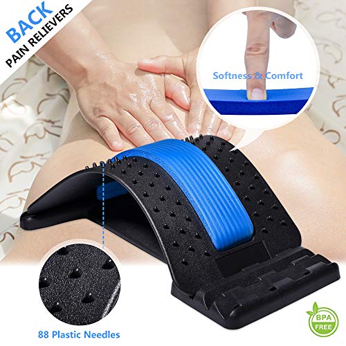 JUMPOW Back Stretcher for Lower Back Pain Relief,3 Level Lumbar Board - color: Black, Blue-3 Level