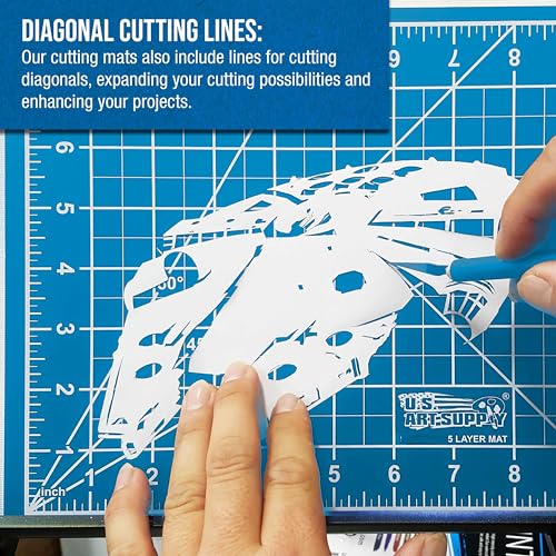 U.S. Art Supply 40"x60" Self-Healing Cutting Mat 5-Ply Pink/Blue | Double-Sided Pink/Blue Craft Mat, Non-Slip Cutting Mats for Crafts, Sewing, Quilting, Scrapbooking - color: Pink/Blue