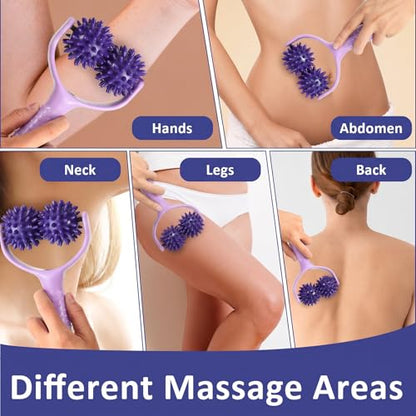 CIATBYYJ Spiky Massage Balls Rollers with Dual Ball Design - color: Purple
