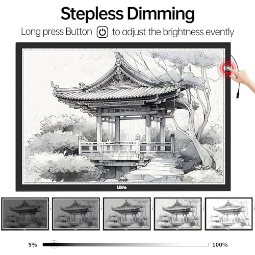 Mlife Upgrade Large A1 Light Pad for Diamond Art Painting, Stepless Dimming Drawing Copy Light Box for Tracing, AC Powered Light Board, LED Light Table for Sketching, Embroidery, Architecture - style: A1
