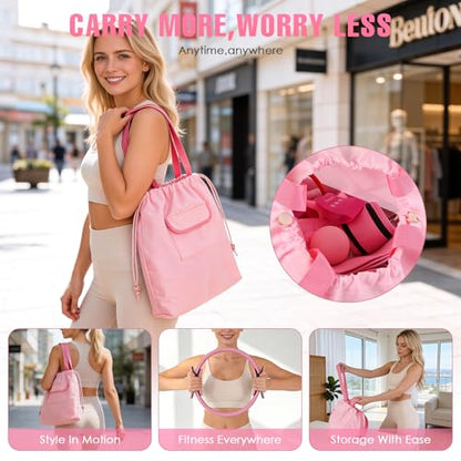 Pilates Kit, Pilates Equipment for Home Workouts, Home Pilates Essentials Kit for Women with Pilates Ring and Ball Set, Socks, Ankle Resistance Bands with Cuffs, Resistance Band and Massage Ball - color: Pink