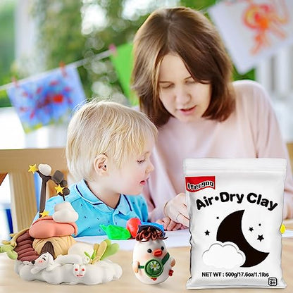 ifergoo 500g White Air Dry Clay, 1.1LBS DIY Creative Modeling Clay for Kids | Refill Foam Magic Clay for School Art & Craft Project, Slime Supplies, Ultra-light & Soft, Gift for Age 3-12 Boys & Girls - color: White/500g