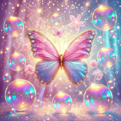 Diamond Art Kits for Adults & Beginners, Butterfly Diamond Painting Kit | 5D Full Drill Gem Art, Round Diamond Dots, Home Wall Decor & Gift, 14 x 14 Inch - color: HMDPUS-25402
