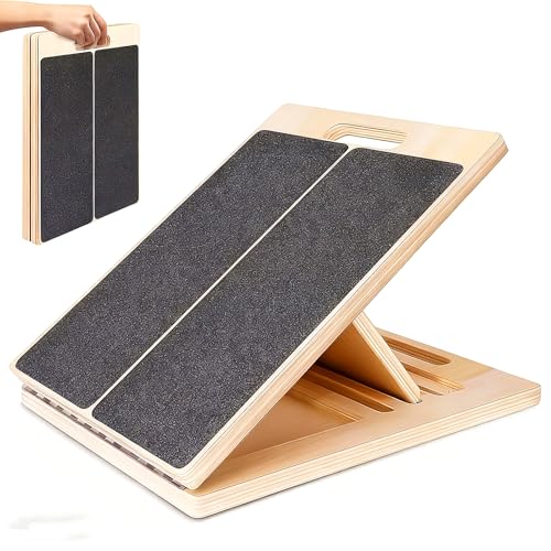 Adjustable Wooden Slant Board for Calf Stretching, Incline Exercise Stretcher for Ankle, Heel, Knees & Leg Mobility – Portable Wedge Equipment for Squats