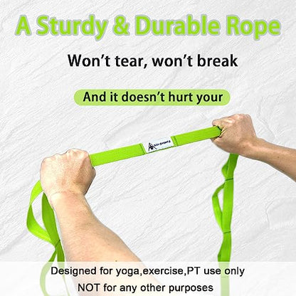Stretching Strap Yoga Strap with Loops for Physical Therapy, Non-Elastic - color: Green