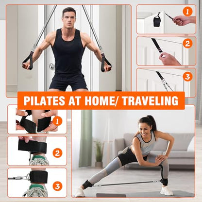 Bbtops Pilates Bar Kit with Resistance Bands,Pilates Bar with Stackable Bands Workout Equipment for Legs,Hip,Waist and Arm,Exercise Fitness Equipment for Women & Men Home Gym Yoga Pilates - color: Jet Black