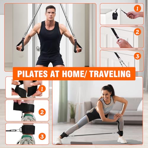 Bbtops Pilates Bar Kit with Resistance Bands,Pilates Bar with Stackable Bands Workout Equipment for Legs,Hip,Waist and Arm,Exercise Fitness Equipment for Women & Men Home Gym Yoga Pilates - color: Jet Black