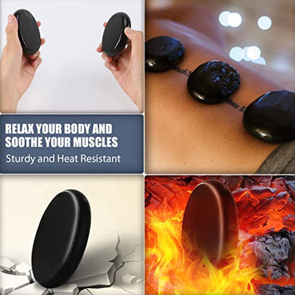 Hot Stones for Massage, 6 Pcs Basalt Massage Hot, Stones Tools for Home Spa, for Muscle Relaxation in The Back, Shoulders, Neck, Legs, Other Joints