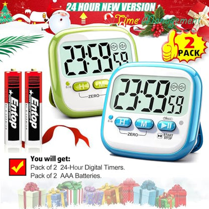Antonki 2 Pack Classroom Timers for Kids Teachers, Magnetic Countdown Digital Kitchen Timer for Cooking, Study, Exercise, Games, Time Mangement - Loud/Silent Mode - Battery Included - color: 2* Sky Blue & Green ( Classic Pair )