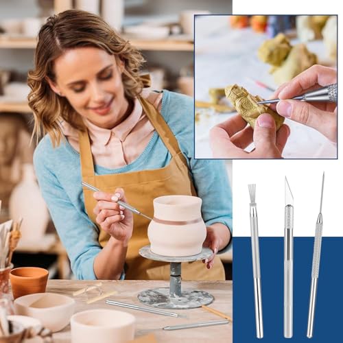 Yayatty Polymer Clay Tools, Acrylic Clay Roller, Acrylic Sheet, Rotary Cutting Mat, Round Polymer Clay Cutters with Clay Slicer Blade for Pottery and Sculpture (43 PCS) - color: 43 PCS