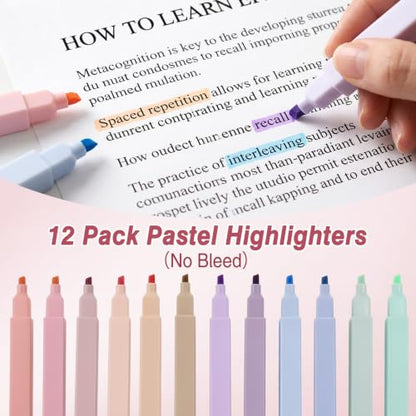 MoKo Pencil Case with Supplies, 59Pcs Aesthetic School Set, Pink | Includes gel pens, wooden and mechanical pencils, 0.5 and 0.7 mm refills, highlighters, erasers and sharpeners. - color: Pink-59P