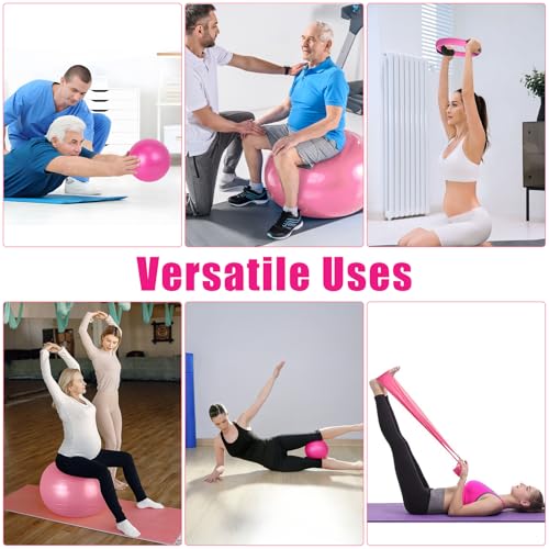 Pilates Essentials Kit for Home Workouts, Pink Pilates Equipment with Pilates Ring and Ball Set for Beginners,Workout Bands Resistance for Women, Large Yoga Ball for Pregnancy & Exercise