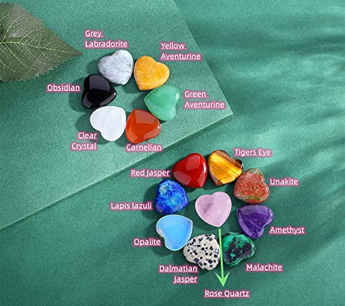 QINJIEJIE 15 PCS Heart Crystals Healing Natural Pocket Stones Gemstones - color: Multi-colored - 15pcs Crystal