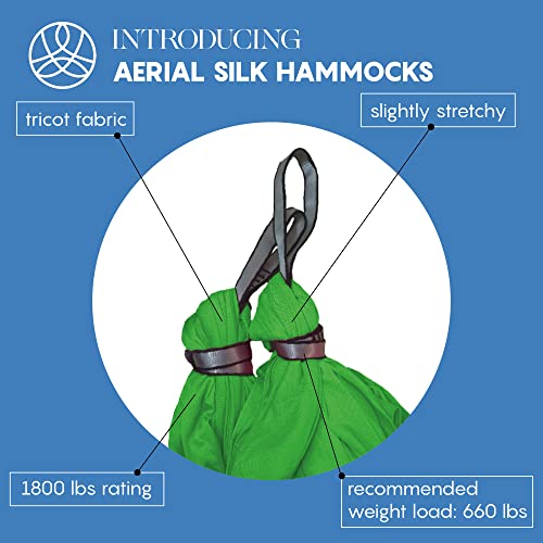 Aerial Yoga Hammock Swing, 4.5 Yards, Aerial Silks with Hardware - color: Green, size: 4.5 yards