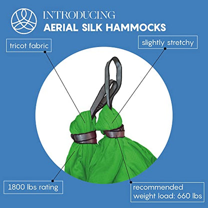 Aerial Yoga Hammock Swing, 4.5 Yards, Aerial Silks with Hardware - color: Green, size: 4.5 yards