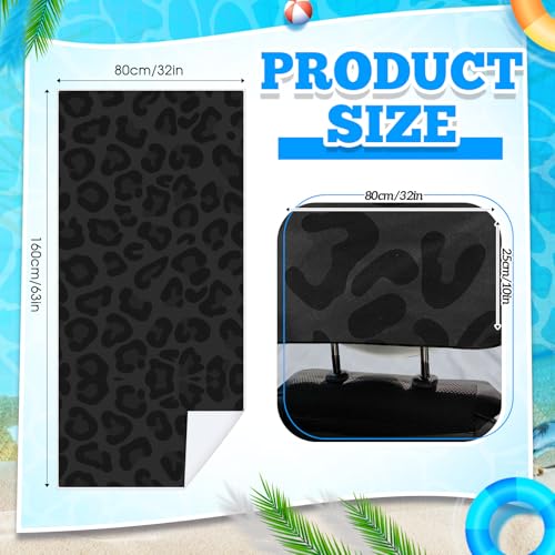Hahafelt 2 Pack Car Seat Towel Cover with Storage Bag, Black Leopard | 63 x 32 in Car Towel Seat Cover Non Slip Waterproof, Gym Workout Swimming Running, Machine Washable Sweat Absorbent Protector - style: Black Leopard