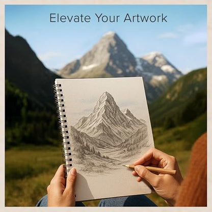 Artist’s Sketchbook Hardcover – 200GSM Very Thick Paper – Large, Spiral Sketch Book for Drawing and Mixed Media – Sketch Pad, Art Book - 8.25 x 11.4, 40 Sheets / 80 Pages - size: 8.25 x 11.4 inches