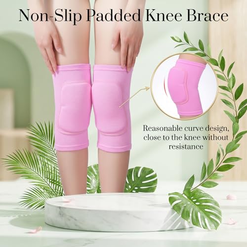 5 Pairs Volleyball Knee Pads Women, Dance Knee Pads Women, Yoga Knee Pads, Knee Pads Dance Non-Slip Protective Knee Sleeves for Sports (M, Black, Pink, Blue, Gray, Nude)