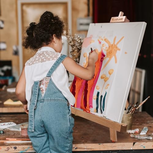 Miratuso Painting Easel, A-Frame Wooden Tabletop Easel Display Stand | Adjustable, Holding Canvas Up to 22" High, Foldable, Portable Multiple Use Photo and Sign Holder, Gift for Artist Beginner - style: Single